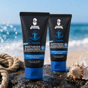 Muuchstac Men's Ocean Moisturizer & Sunscreen Matte Look SPF 18+ Cream with Turmeric & Aloe Vera Beads - 45ml