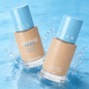 PHEREMYTH All Day Cover Oil Control Foundation 50ml - Long Lasting Waterproof Anti-Aging with Peptides & PDRN | For Oily & Acne-Prone Skin