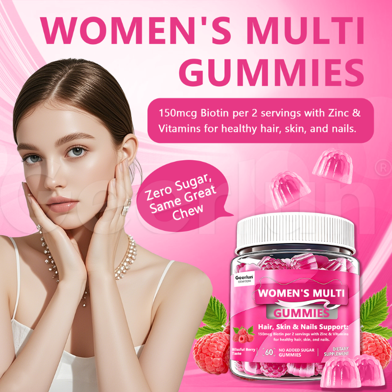 Wholesale OEM Biotin Mineral Supplement Supports Beauty Promotes Cellular Energy Production Vitamin Gummies for Women